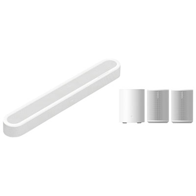 Sonos Beam Ultra 7.1.2 Channel Smart Soundbar & Sub Mini Wireless Subwoofer & Era 100 WiFi/Bluetooth Smart Speaker (Pair) -White