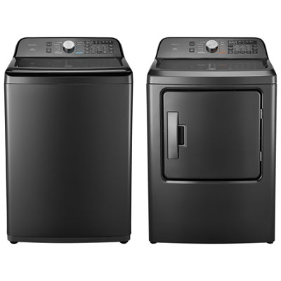 Insignia 4.7 Cu. Ft. HE Top Load Washer & 7.0 Cu. Ft. Electric Dryer - Metallic Grey