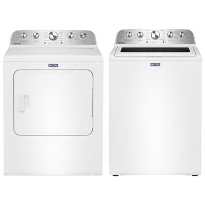 Maytag 7 Cu. Ft. Gas Dryer & 5.4 Cu. Ft. (IEC) Top Load Washer - White