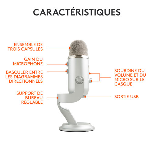 Microphone USB Yeti de Blue Microphones - Argenté