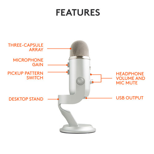 Blue Microphones Yeti USB Microphone - Silver