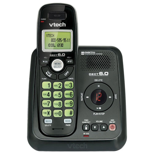 VTech 1-Handset DECT 6.0 Cordless Phone With Answering Machine