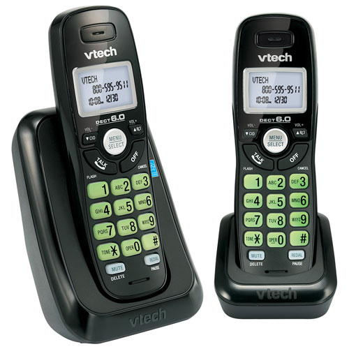 Téléphone sans fil à 2 combinés DECT 6.0 de VTech - Noir