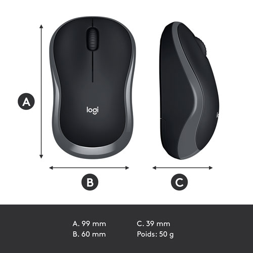Logitech M185 Wireless Optical Mouse - Grey