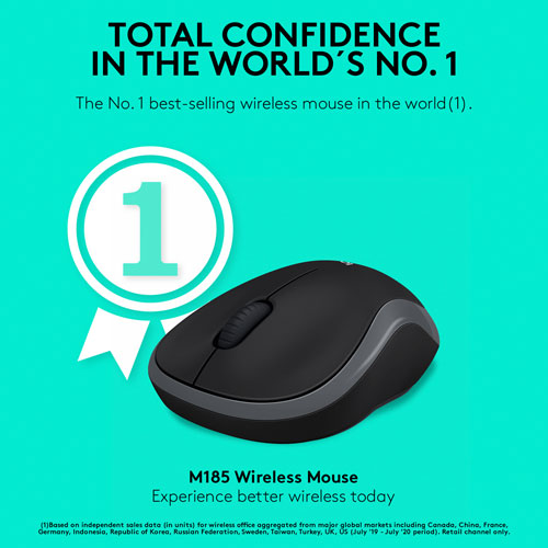 Souris optique sans fil M185 de Logitech (910-002229) - Gris