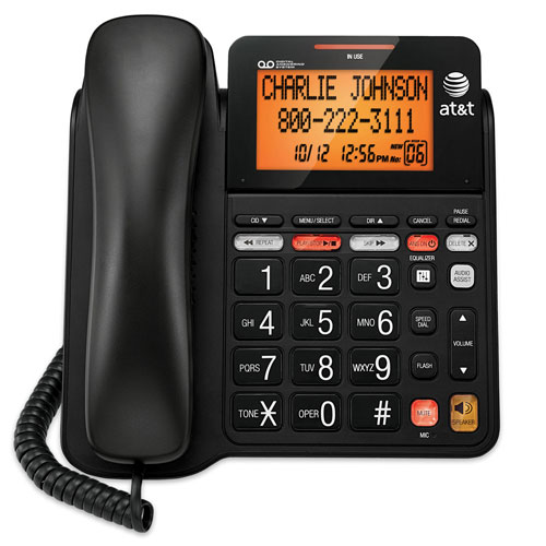 AT&T Corded Phone With Answering Machine - Black