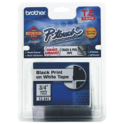 Brother 3/4" Black on White Label Tape