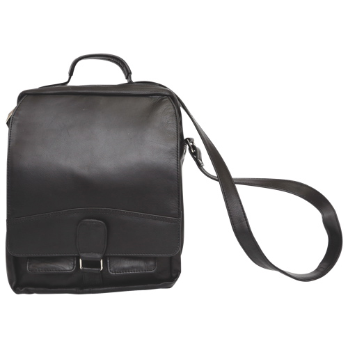 Ashlin Morrie 13.5" Leather Messenger Bag - Black