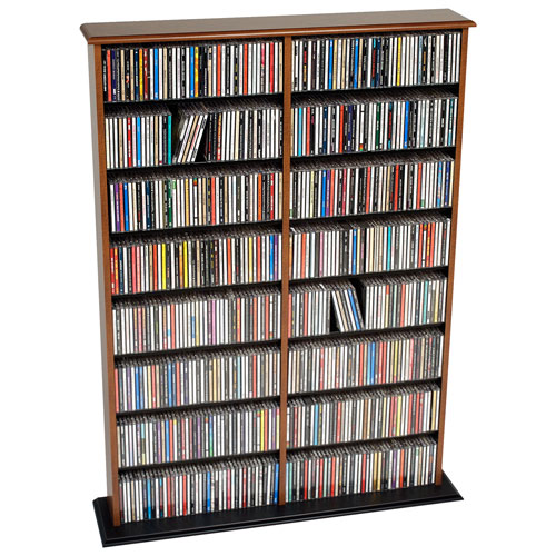 Prepac Library-Style Double Width Wall Storage - Cherry/ Black