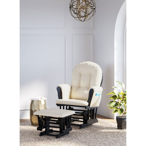 Storkcraft Hoop Glider and Ottoman Set - Black/Beige