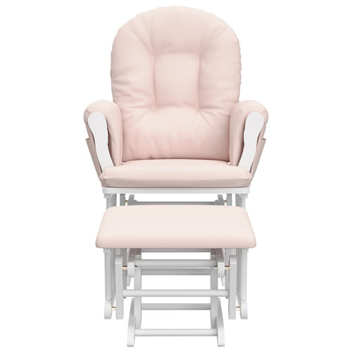 Storkcraft Hoop Glider and Ottoman Set - White/Pink