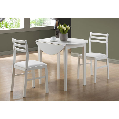 Transitional 3 Piece Dining Set White, Round Dining Room Table Sets Canada