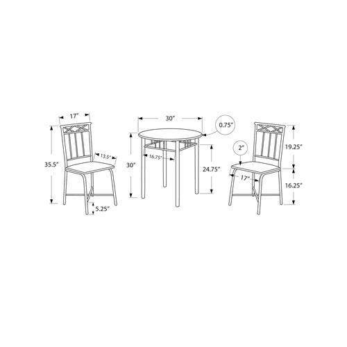 Transitional 3-Piece Bistro Set - Grey/ Charcoal