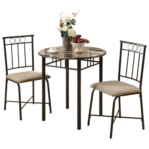 Transitional 3-Piece Bistro Set - Cappuccino/ Bronze