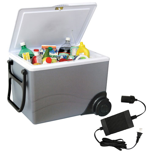 Glacière/Réchaud électrique à roulettes 12 V 34 L de Koolatron - Gris