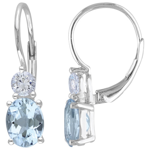 Amour White Sapphire and Blue Topaz Dangle Earrings