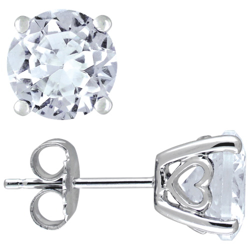 Amour White Sapphire Solitaire Earrings