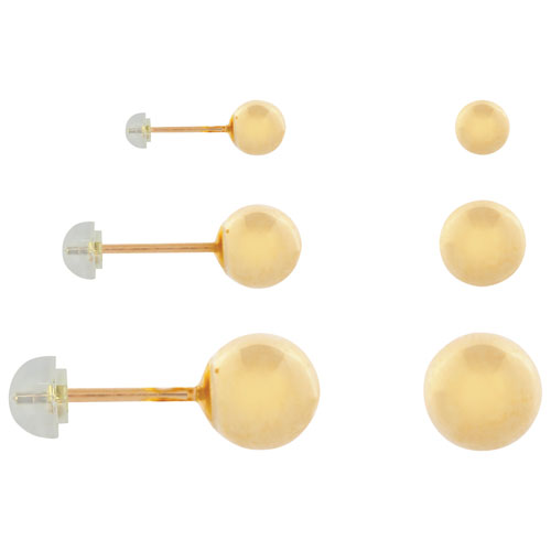 Gold Stud Earrings - 3 Sets