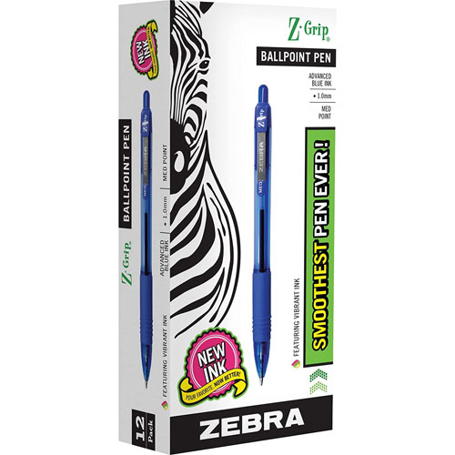 Zebra Pen Z-Grip Ballpoint Pen - 12 Pack - Blue