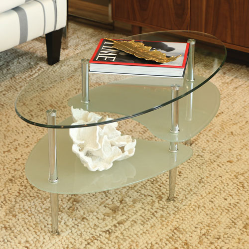 Wave Glass Oval Coffee Table Silver, Glass Coffee Table Canada