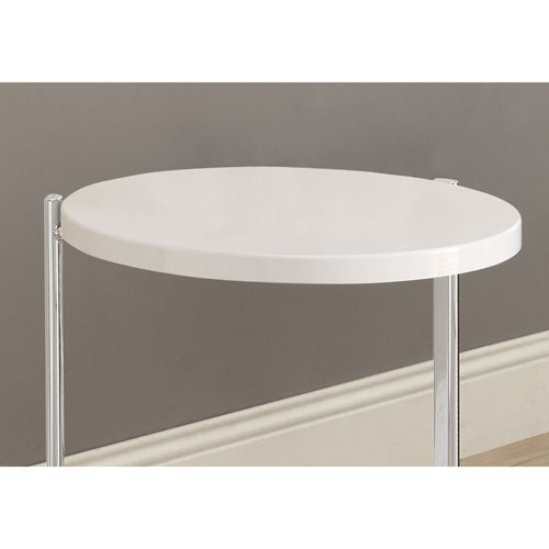Round Accent Table - White/Chrome