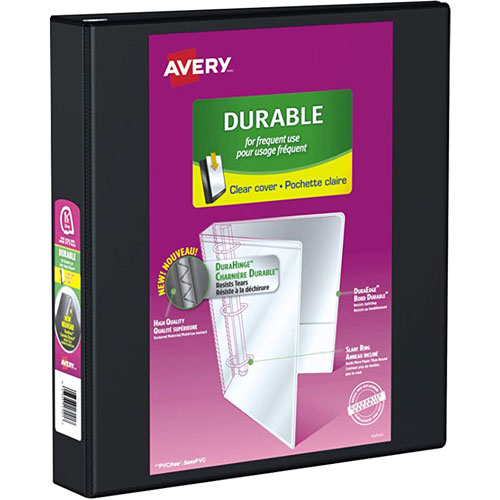 Avery Durable 1 1/2" Reference Slant D-Ring View Binder - Black