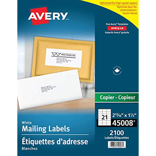 Avery 2-13/16" x 1-1/2" Copier Mailing Label - 2100 Pack - White