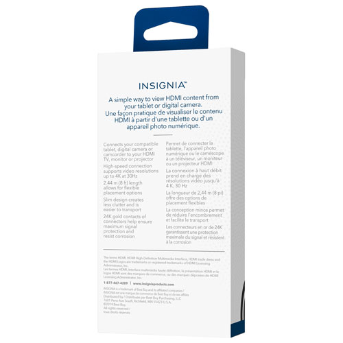 Insignia 2.4m HDMI-to-Micro HDMI Cable (NS-PG08591-C) - Only at Best Buy