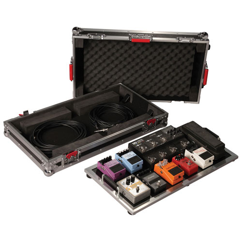 Gator Pedal Board With Large Hard Shell Carrying Case - Black