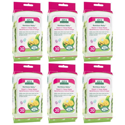 Lingettes Bamboo Baby pour mains et visage d'Aleva Naturals - Paquet économique - 180 lingettes