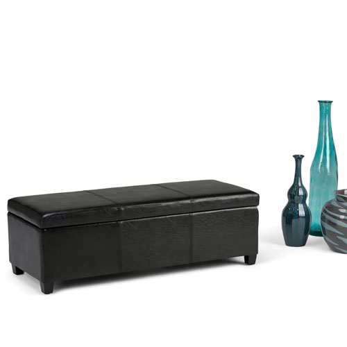 Simpli Home Avalon Storage Ottoman Black Ottomans Best Buy Canada