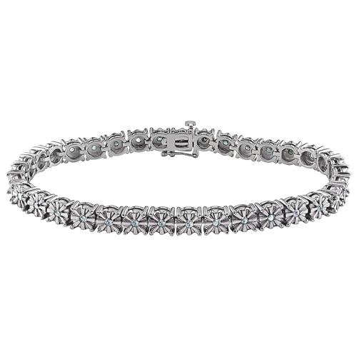 Classic Sterling Silver with 0.49ctw I3 White Diamond Tennis Bracelet