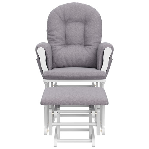 Fauteuil coulissant avec accoudoirs rembourrés et pouf Hoop de Storkcraft - Blanc - Tourbillon gris