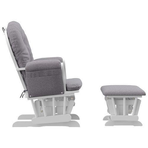 Fauteuil coulissant avec accoudoirs rembourrés et pouf Hoop de Storkcraft - Blanc - Tourbillon gris