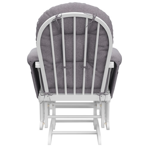 Fauteuil coulissant avec accoudoirs rembourrés et pouf Hoop de Storkcraft - Blanc - Tourbillon gris