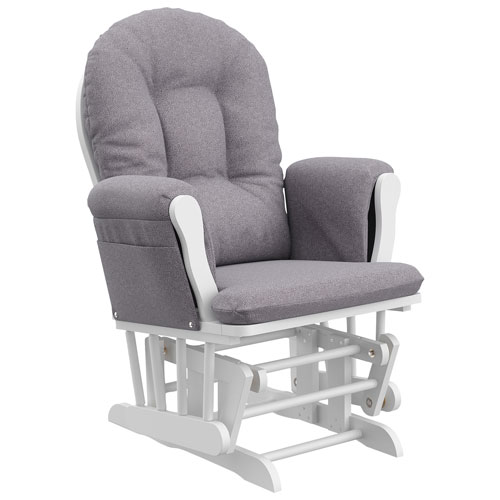 Fauteuil coulissant avec accoudoirs rembourrés et pouf Hoop de Storkcraft - Blanc - Tourbillon gris