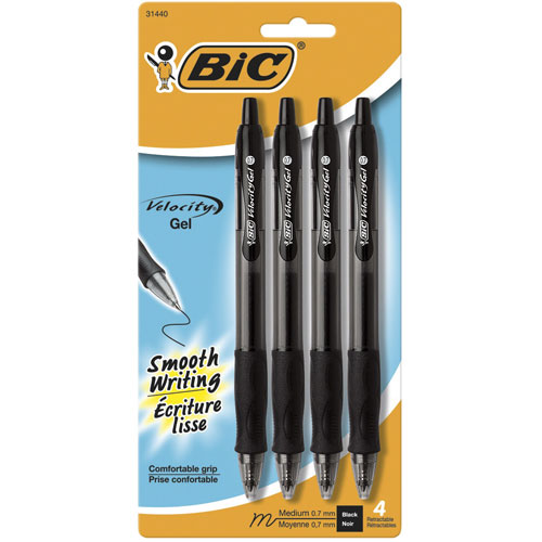 BIC Velocity Retractable Gel Pen (RLCP41-BLK) - 4 Pack - Black : Pens ...