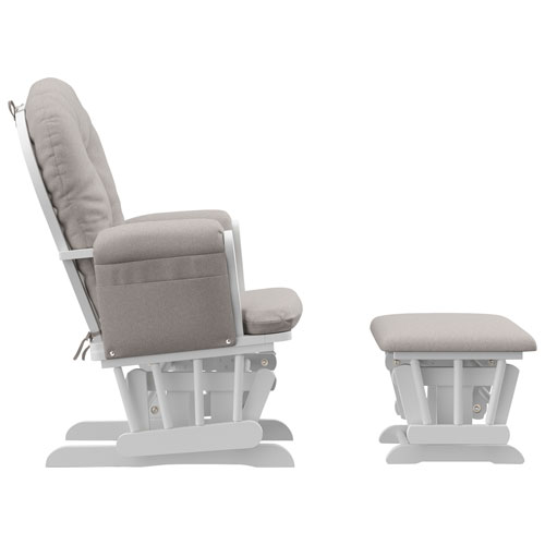 Fauteuil berçant coulissant et pouf Hoop de Stork Craft - Blanc - Tourbillon taupe