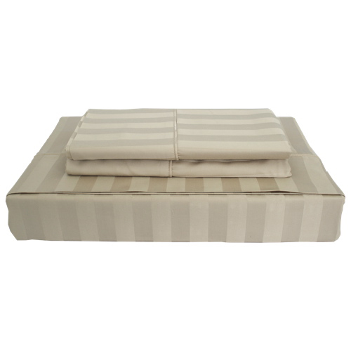 Maholi Damask Stripe Collection 310 Thread Count Bamboo Rayon Sheet Set - Twin - Beige