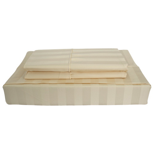 Maholi Damask Stripe Collection 310 Thread Count Rayon Sheet Set - Queen - Beige