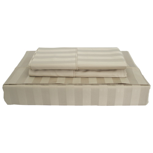 Maholi Damask Stripe Collection 310 Thread Count Bamboo Rayon Sheet Set - King - Taupe