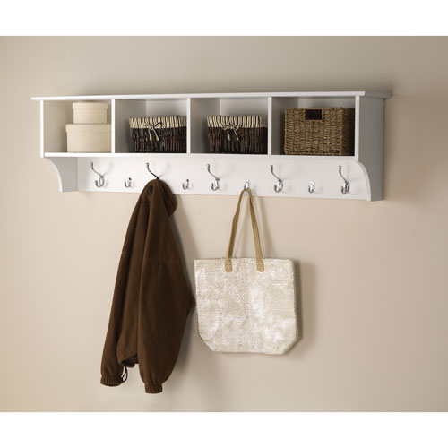 Prepac 60" Wide Hanging Entryway Shelf - White