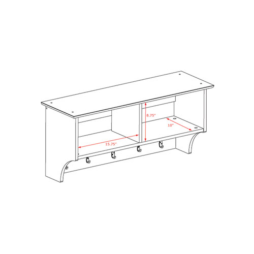 Prepac 36" Wide Hanging Entryway Shelf - White