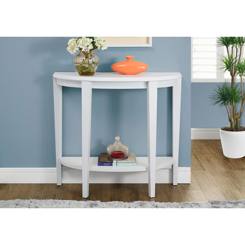 Contemporary Half-Moon Accent Table - White