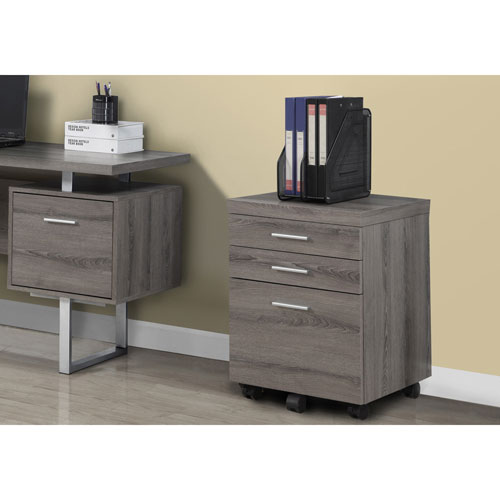 Contemporary 3-Drawer Mobile File Cabinet - Dark Taupe