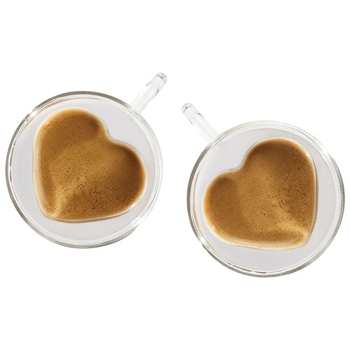 Brilliant Double Double Heart Mocca Cup - Set of 2
