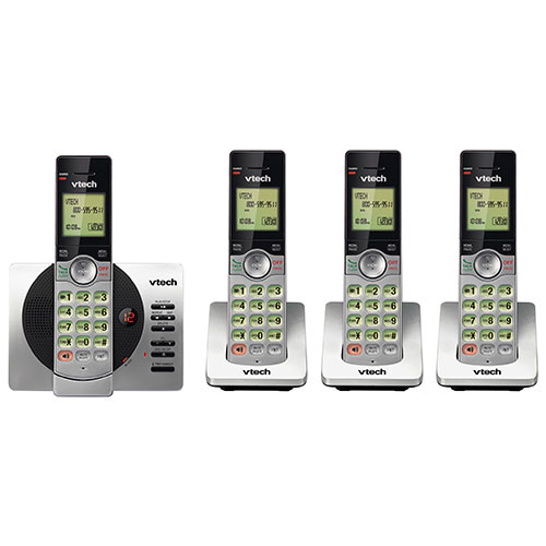 VTech DECT 4-Handset Cordless Phone with Answering Machine & Caller ID - Silver