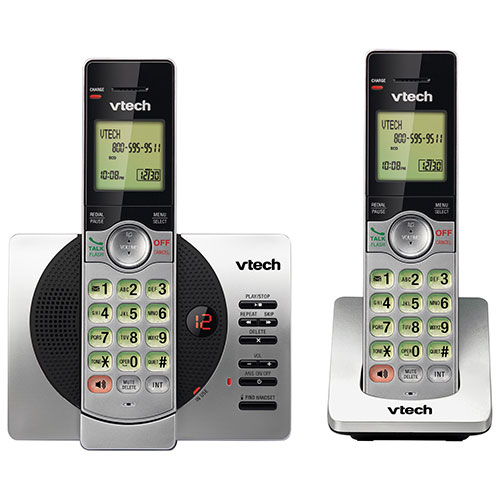 VTech DECT 2-Handset Cordless Phone with Answering Machine & Caller ID - Silver