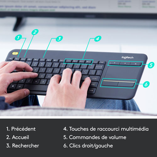 Clavier sans fil K400 Plus avec pavé tactile de Logitech