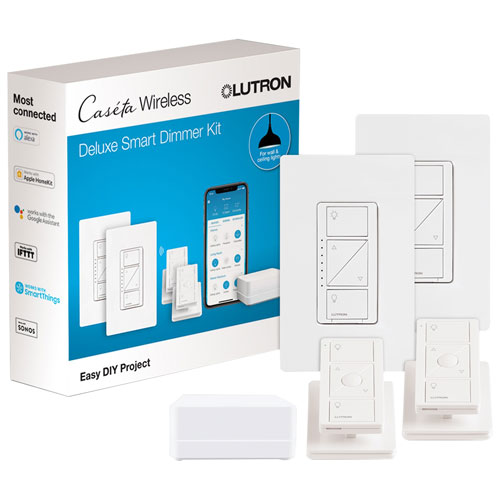 Lutron Caseta Wireless Kit with 2 In-Wall Dimmers and Bridge